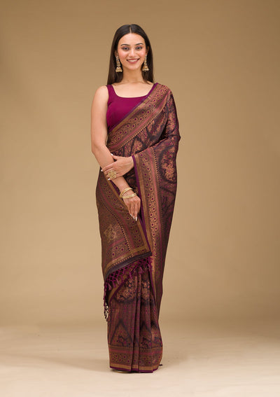 Wine Stonework Art Silk Saree