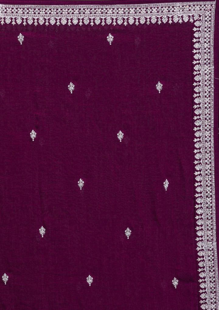 Wine Stonework Raw Silk Readymade Salwar Suit-Koskii