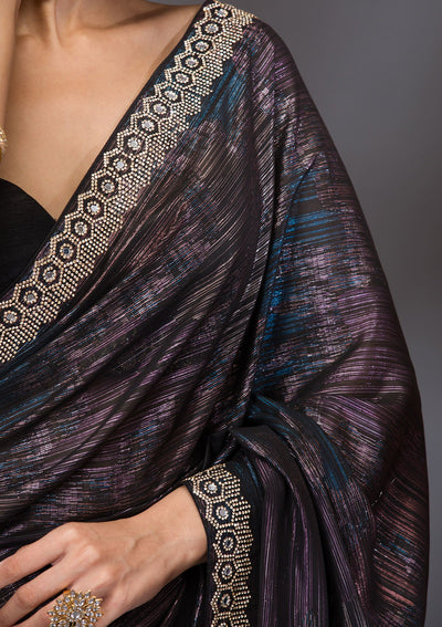 Wine Stonework Shimmer Saree-Koskii