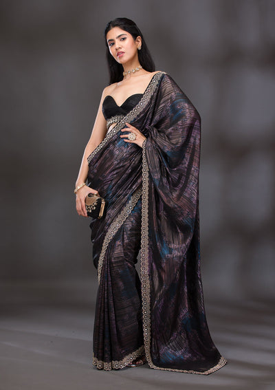 Wine Stonework Shimmer Saree-Koskii