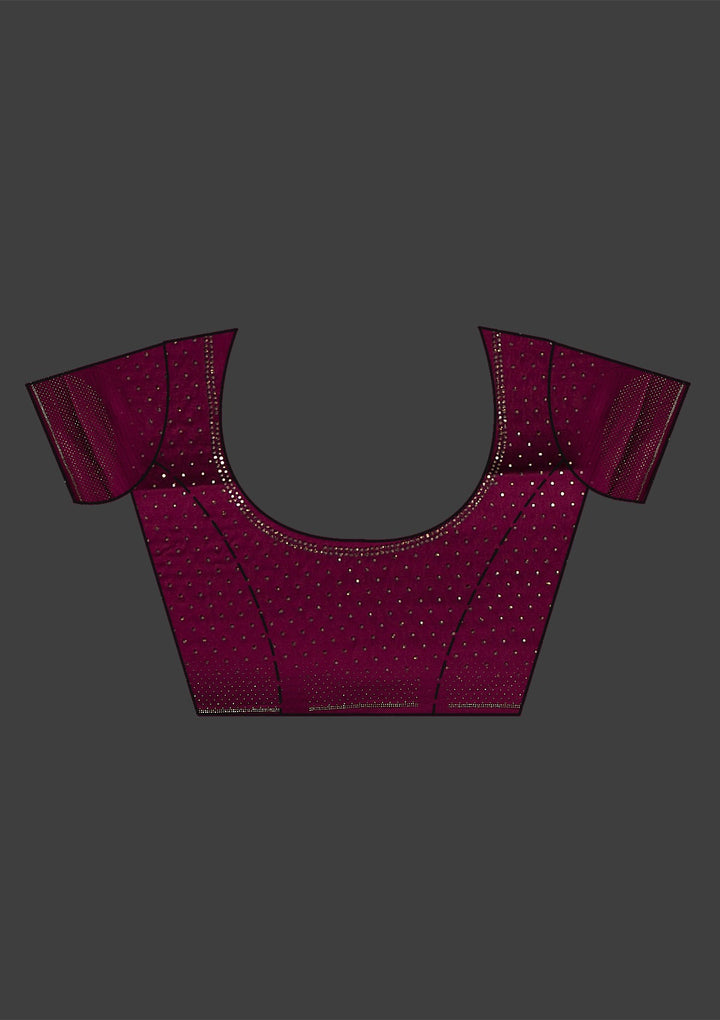 Wine Swarovski Crepe Saree-Koskii