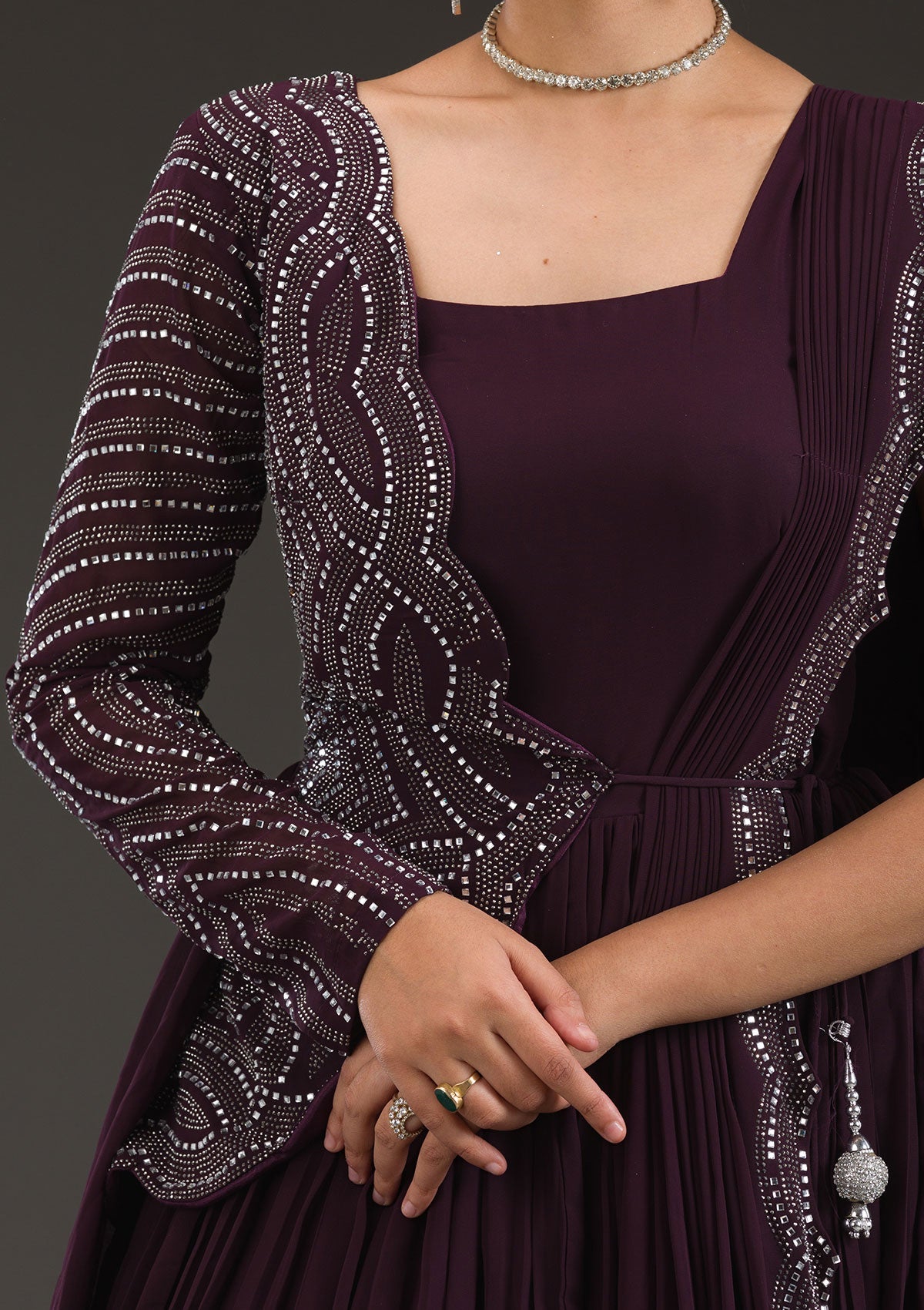 Wine Swarovski Georgette Gown-Koskii