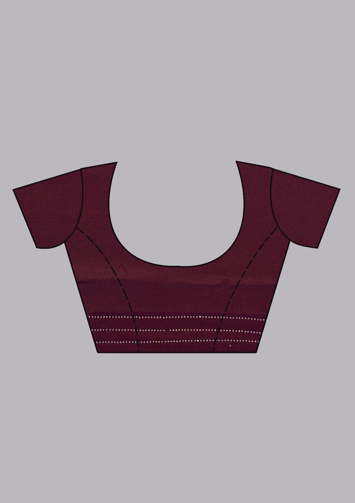 Wine Swarovski Georgette Saree-Koskii