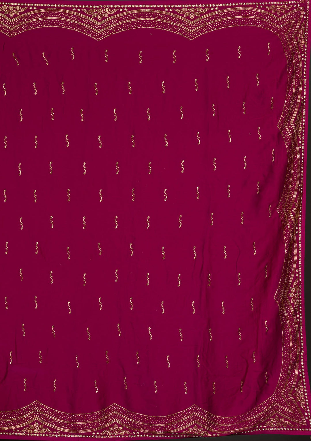 Wine Swarovski Satin Saree-Koskii