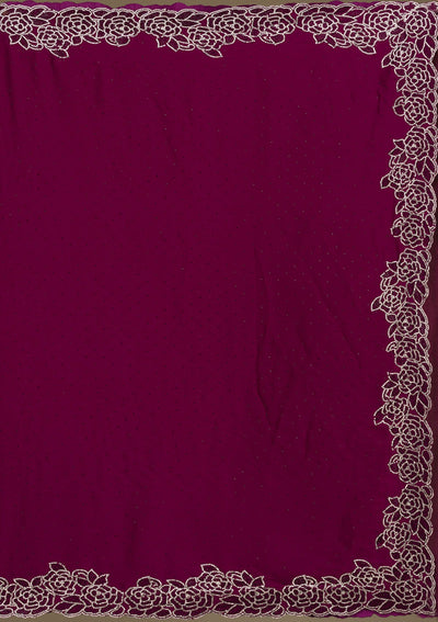 Wine Swarovski Satin Saree-Koskii