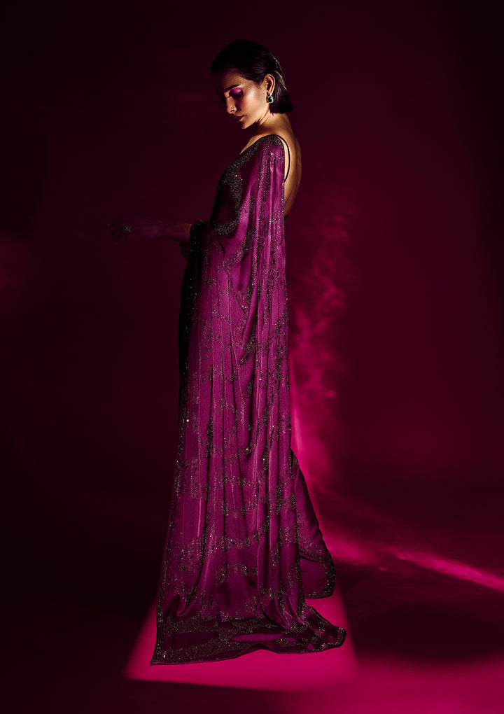 Lavender Zariwork Chiffon Designer Saree-Koskii