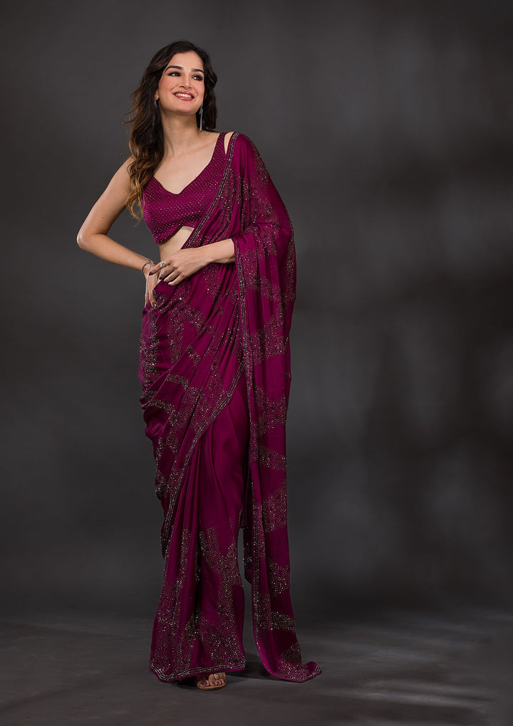 Lavender Zariwork Chiffon Designer Saree-Koskii