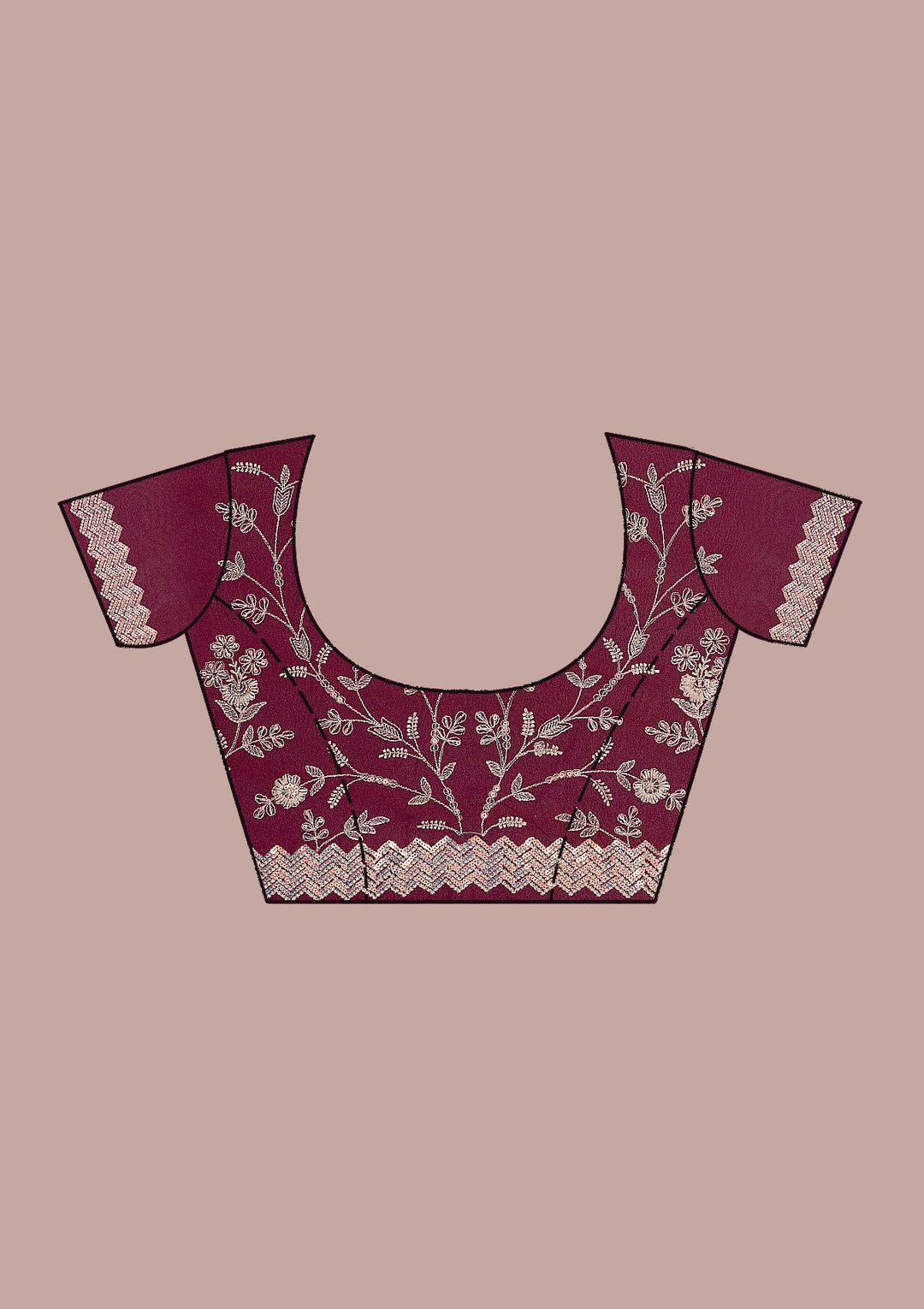 Wine Threadwork Georgette Saree-Koskii