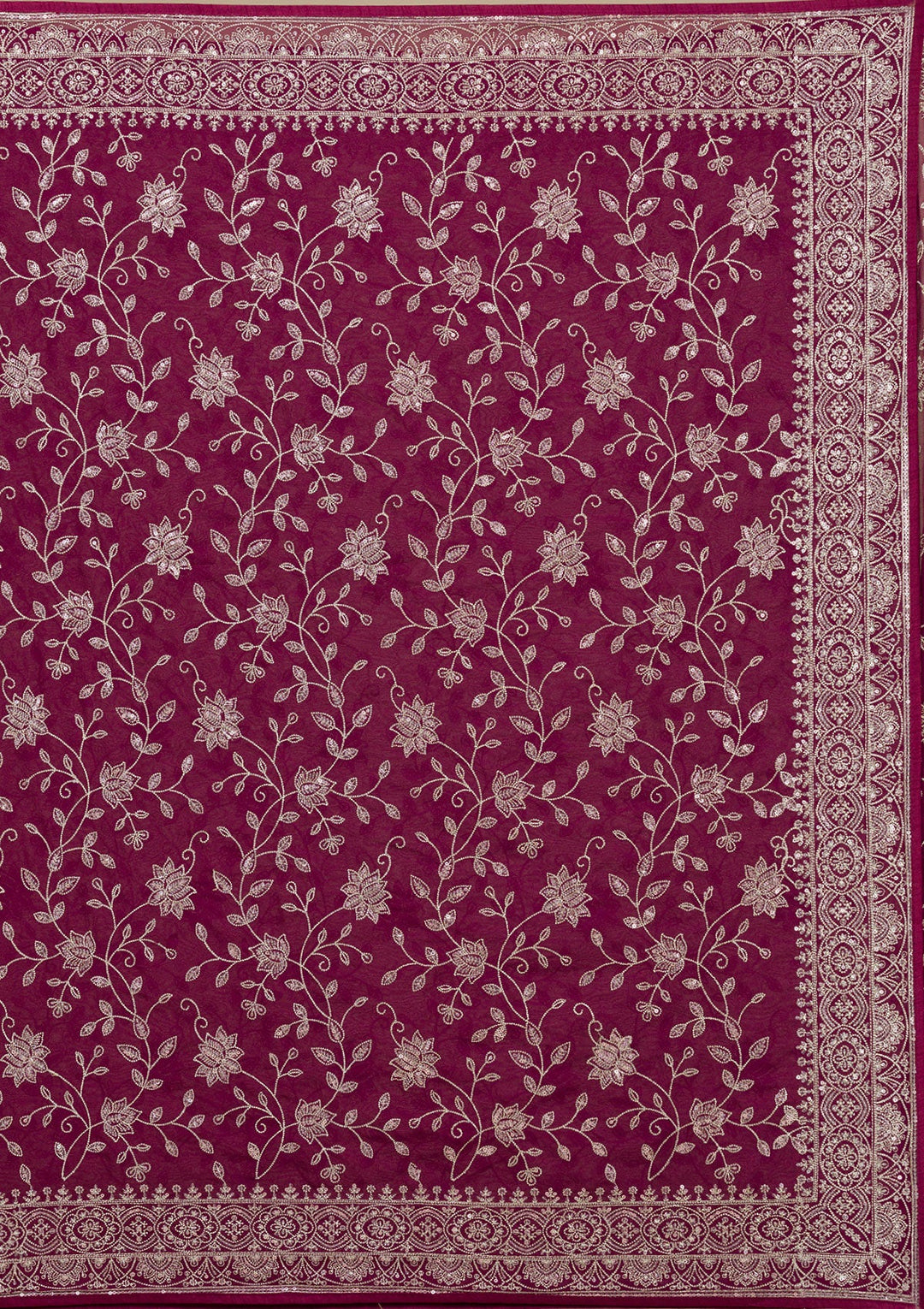 Wine Threadwork Georgette Saree-Koskii