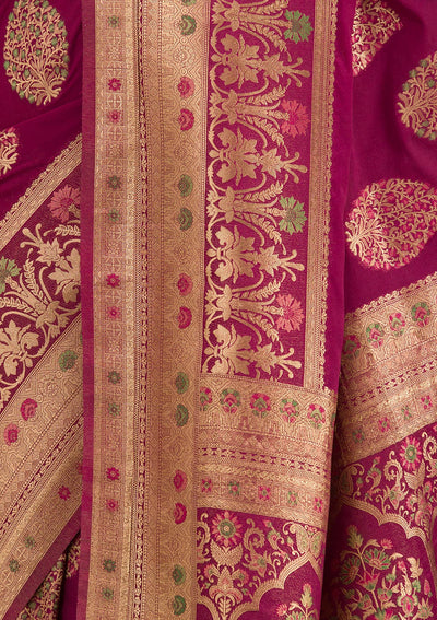 Wine Zariwork Art Silk Saree