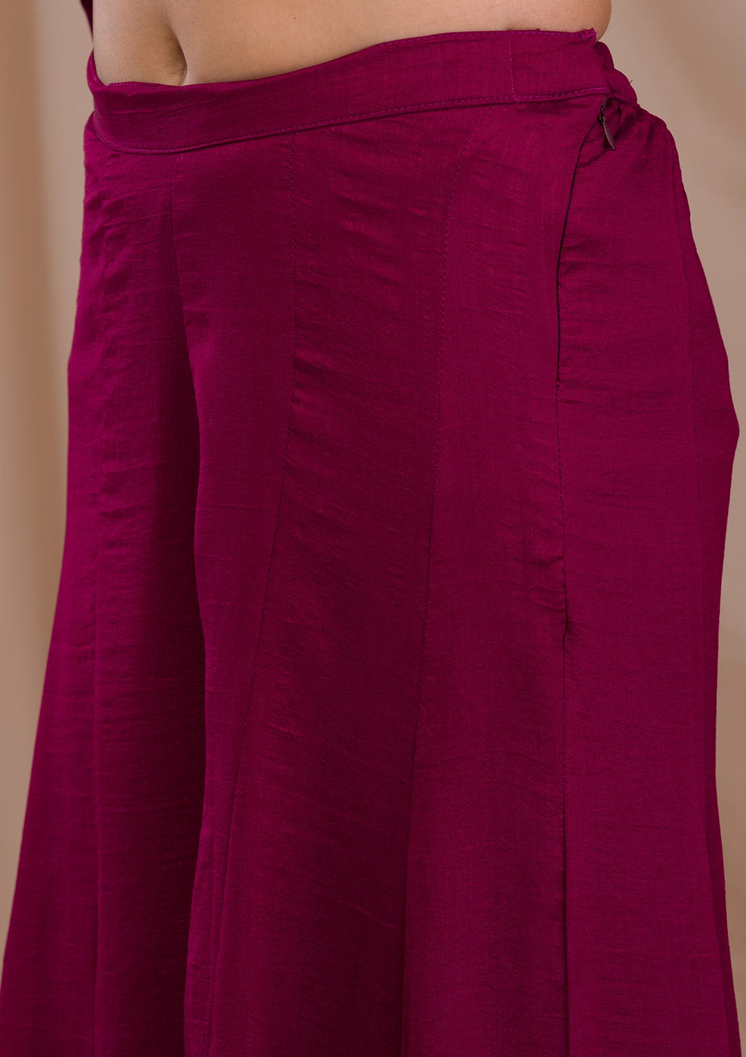 Wine Zariwork Art Silk Readymade Salwar Suit-Koskii