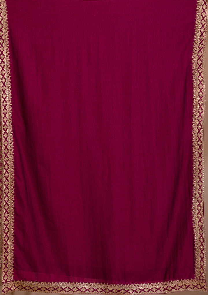 Wine Zariwork Art Silk Readymade Salwar Suit-Koskii