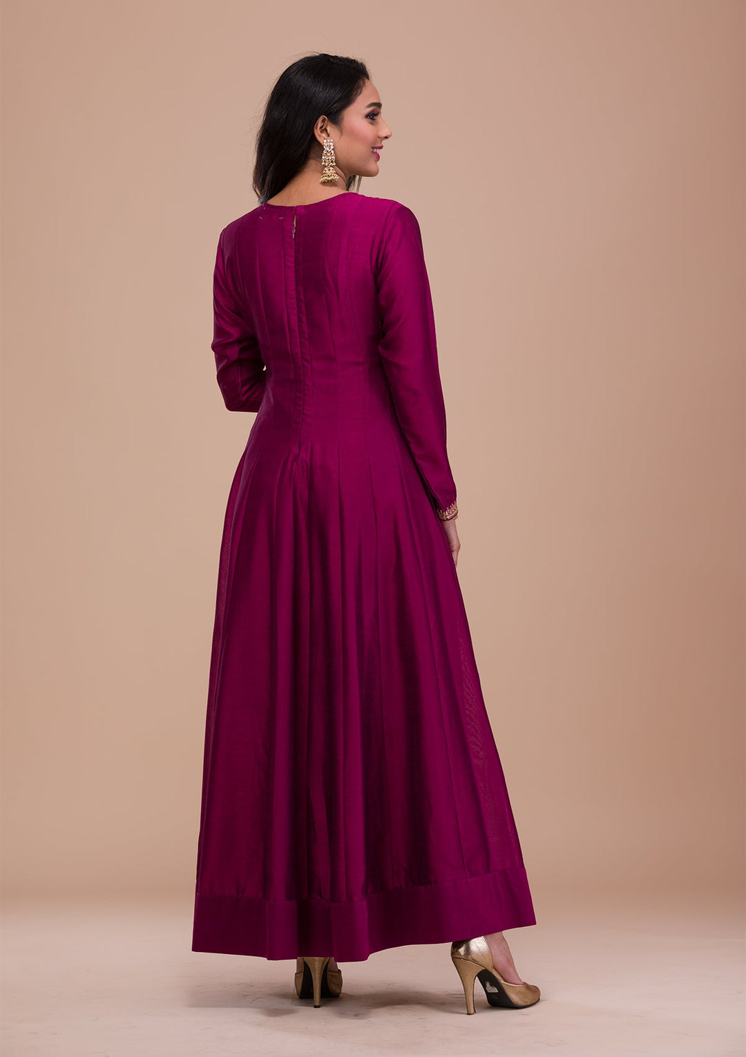 Wine Zariwork Art Silk Readymade Sharara Kameez