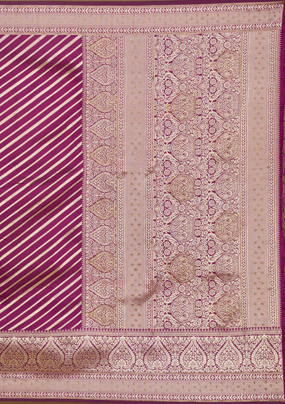 Wine Zariwork Banarasi Saree-Koskii