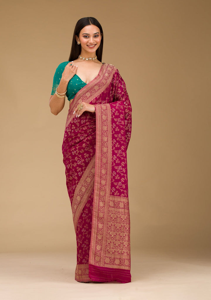 Wine Zariwork Georgette Saree