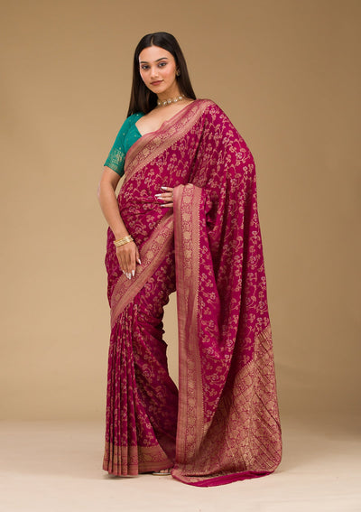 Wine Zariwork Georgette Saree-Koskii