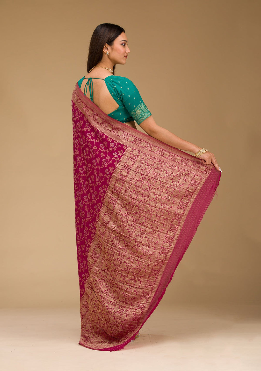 Wine Zariwork Georgette Saree