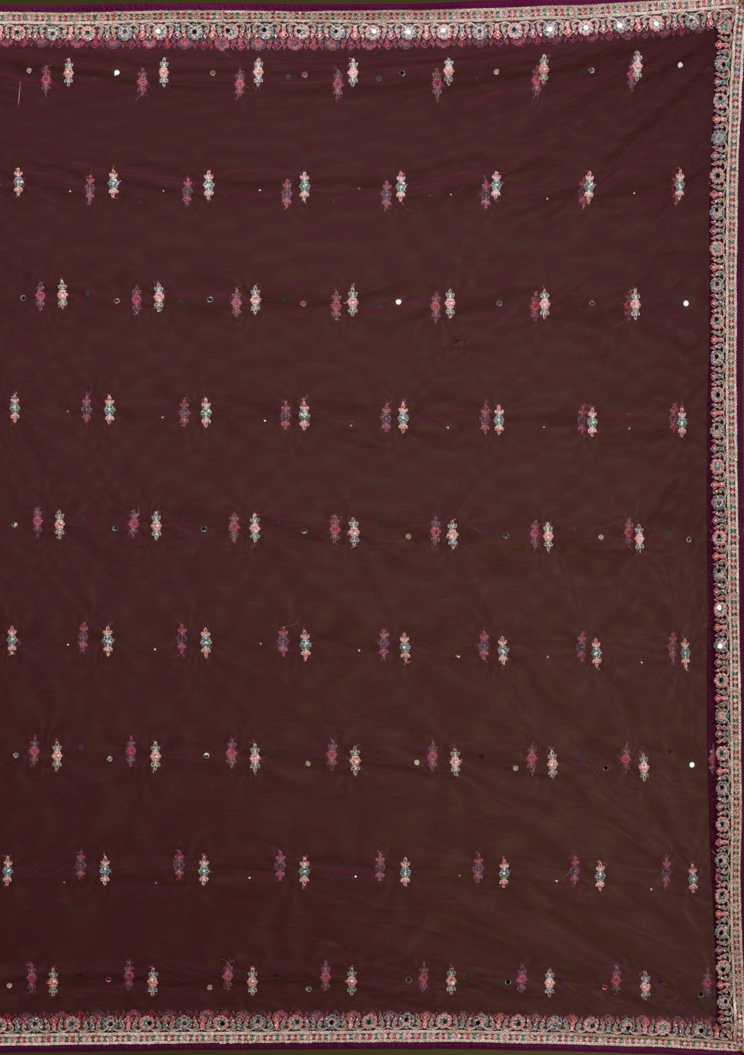 Wine Zariwork Net Readymade Lehenga-Koskii