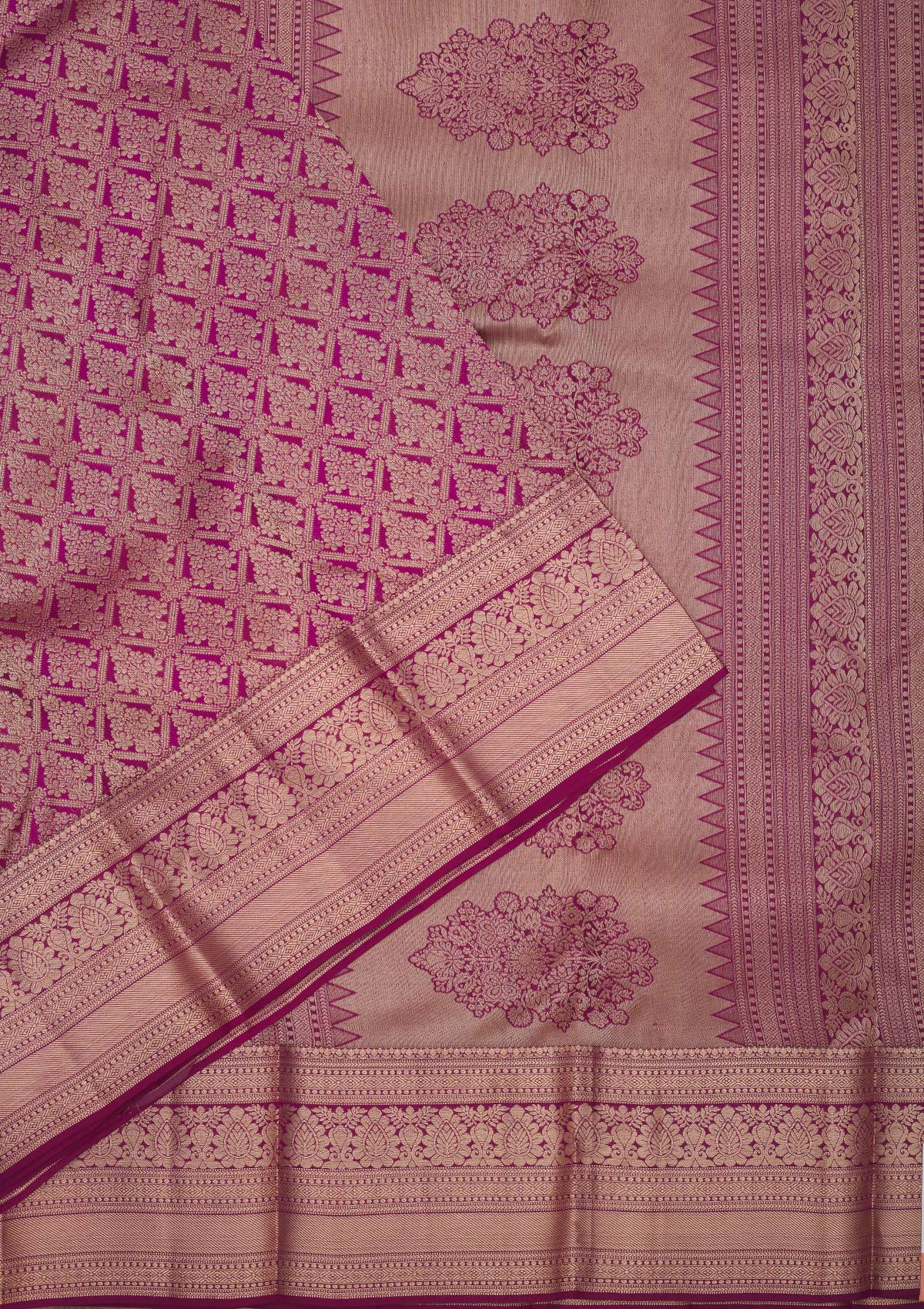 Wine Zariwork Pure Silk Saree-Koskii