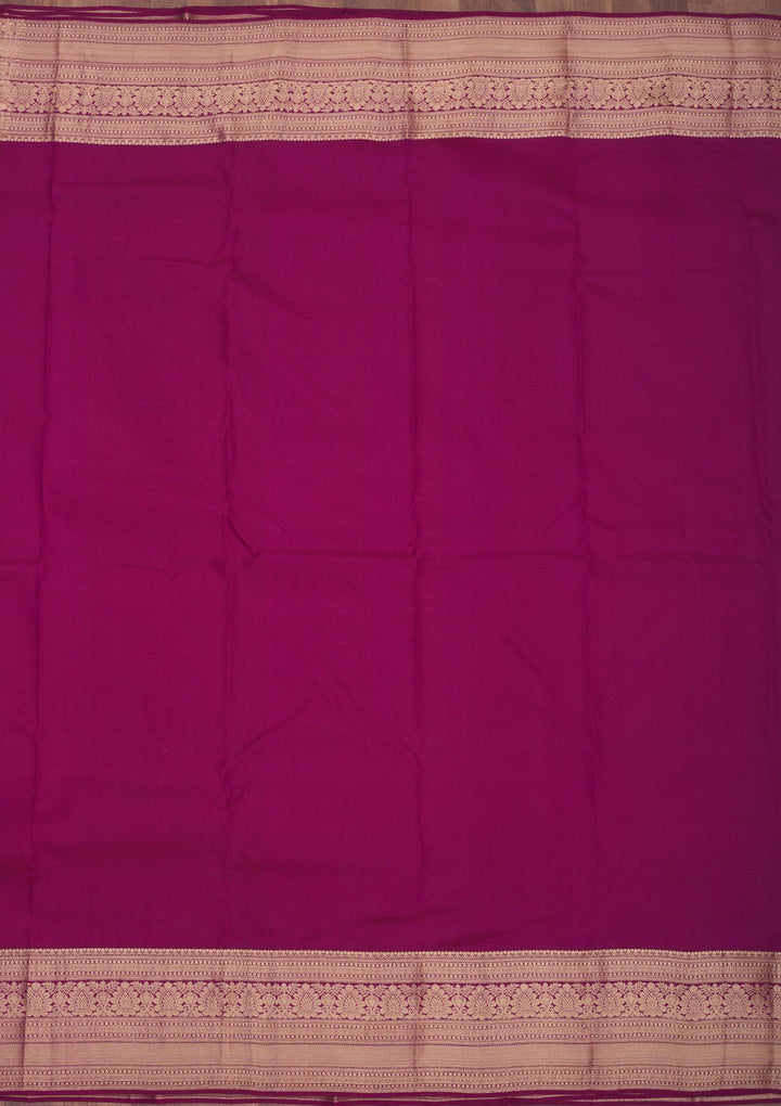 Wine Zariwork Pure Silk Saree-Koskii