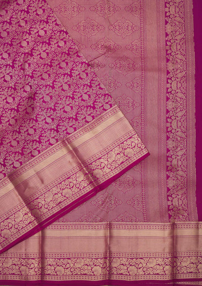 Wine Zariwork Pure Silk Saree-Koskii