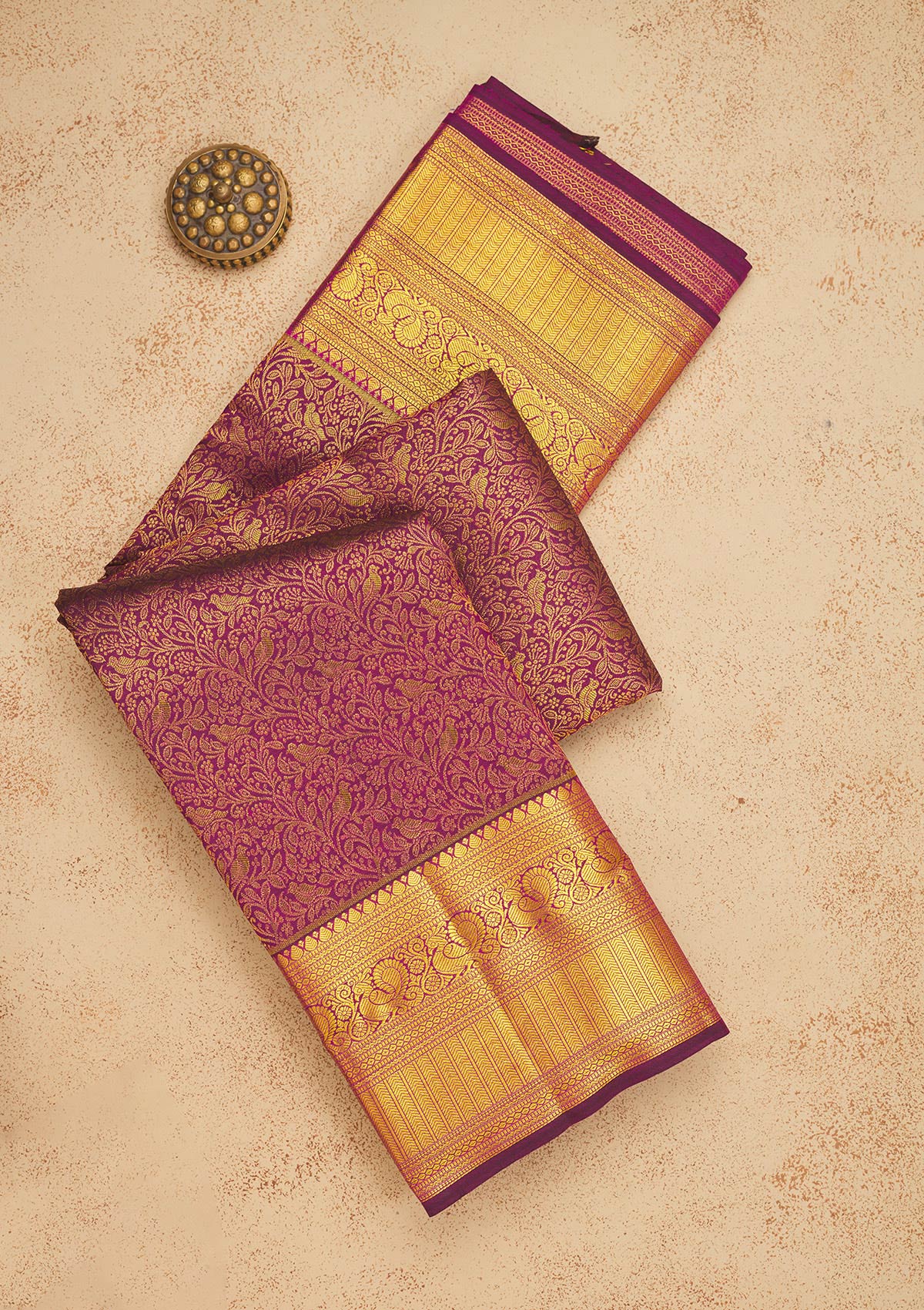 Wine Zariwork Pure Silk Saree-Koskii