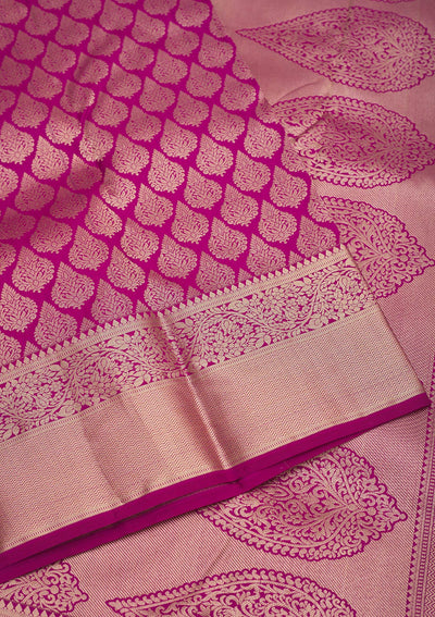 Wine Zariwork Pure Silk Saree-Koskii