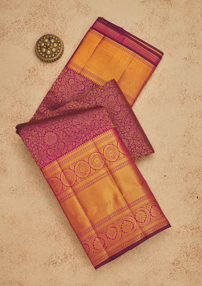 Wine Zariwork Pure Silk Saree-Koskii