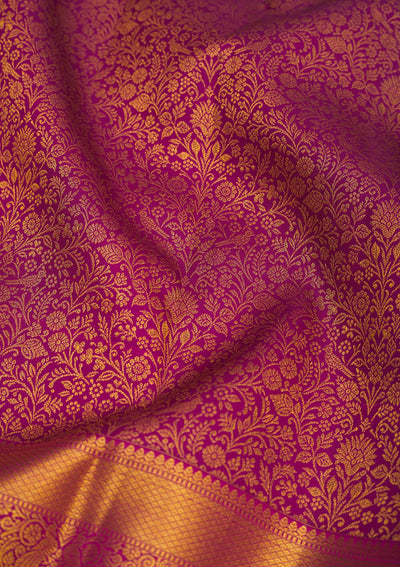 Wine Zariwork Pure Silk Saree-Koskii