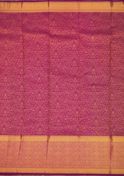 Wine Zariwork Pure Silk Saree-Koskii