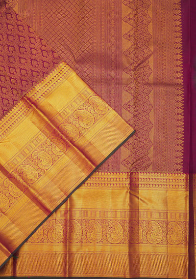 Wine Zariwork Pure Silk Saree-Koskii