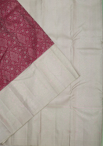 Wine Zariwork Pure Silk Saree-Koskii