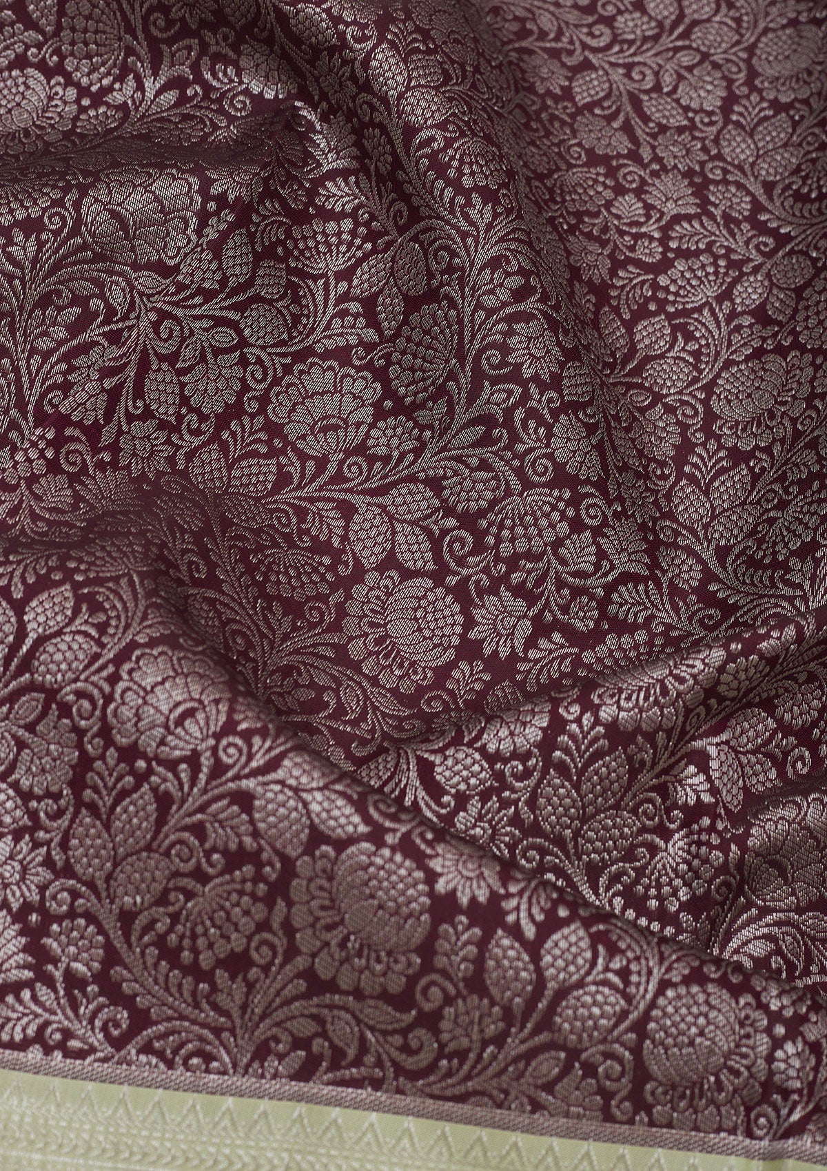 Wine Zariwork Pure Silk Saree-Koskii