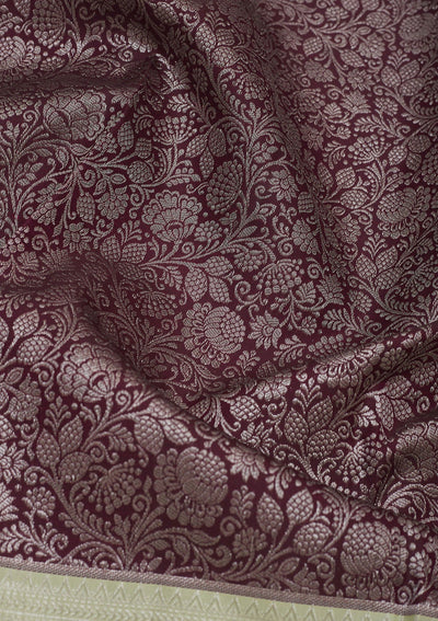 Wine Zariwork Pure Silk Saree-Koskii