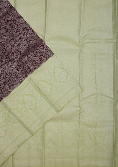 Wine Zariwork Pure Silk Saree-Koskii