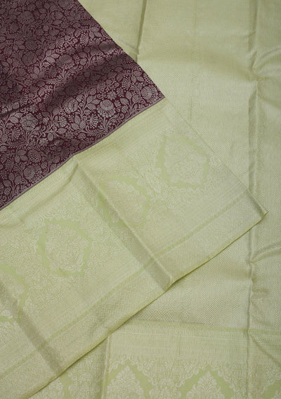 Wine Zariwork Pure Silk Saree-Koskii