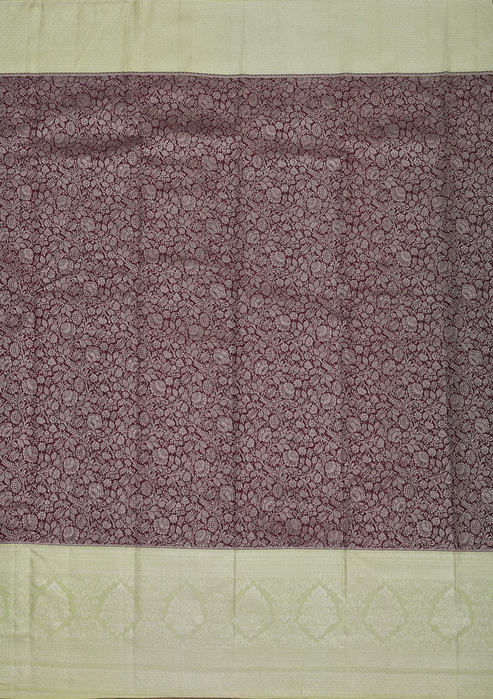 Wine Zariwork Pure Silk Saree-Koskii