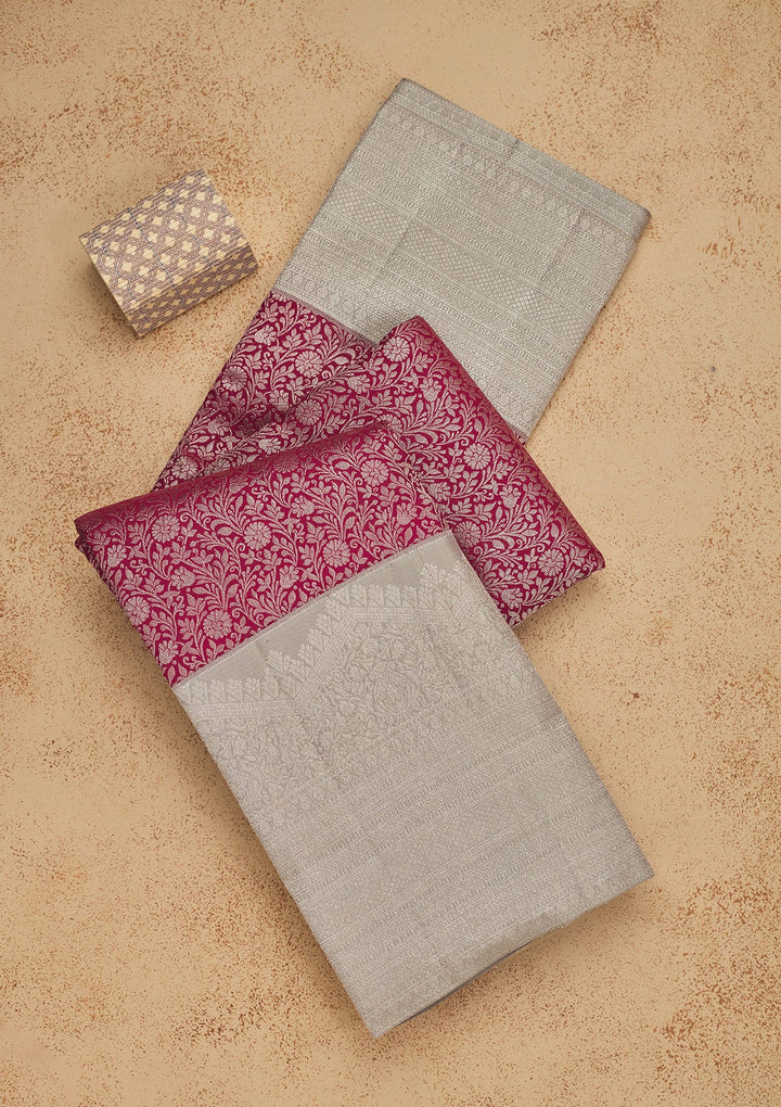 Wine Zariwork Pure Silk Saree-Koskii
