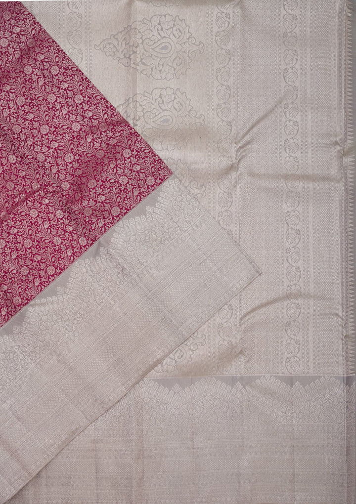 Wine Zariwork Pure Silk Saree-Koskii