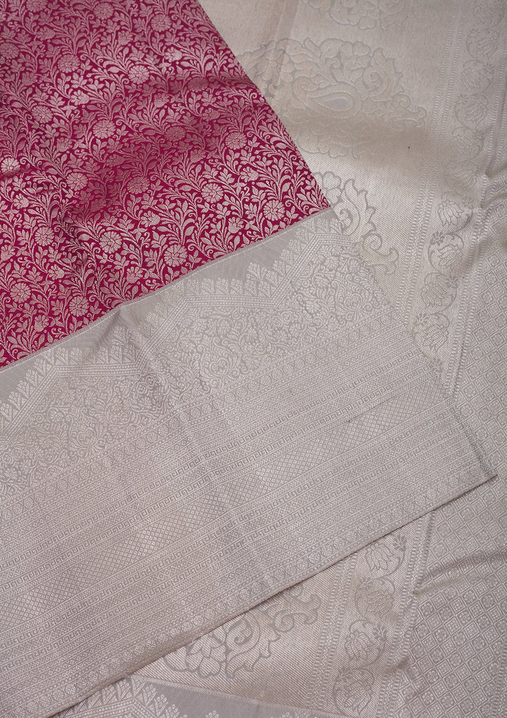 Wine Zariwork Pure Silk Saree-Koskii