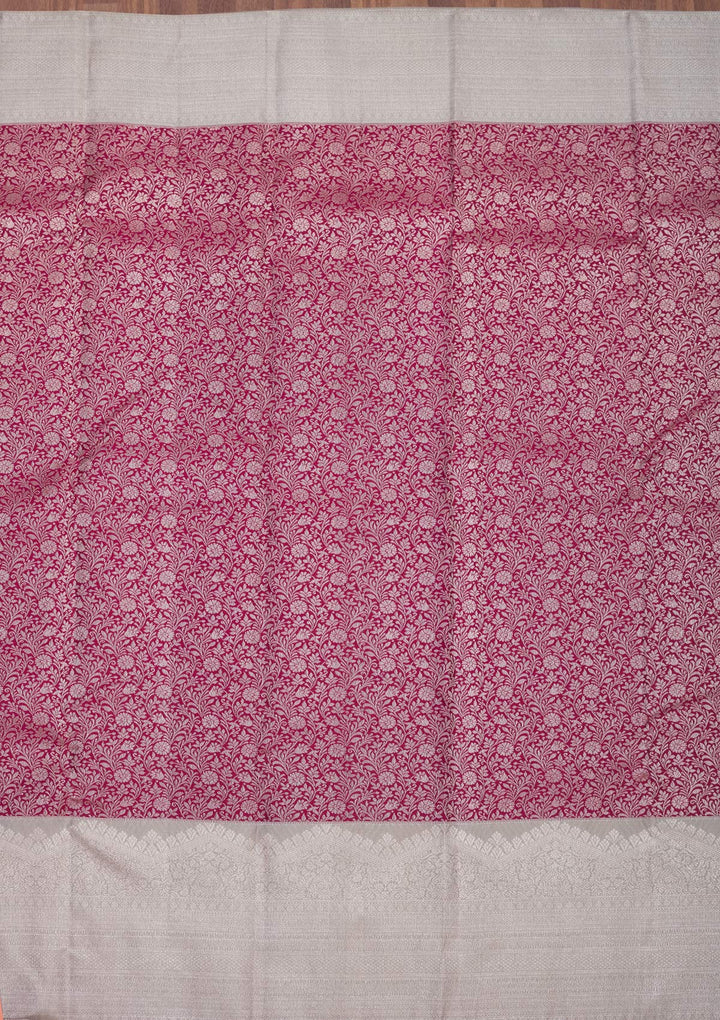 Wine Zariwork Pure Silk Saree-Koskii