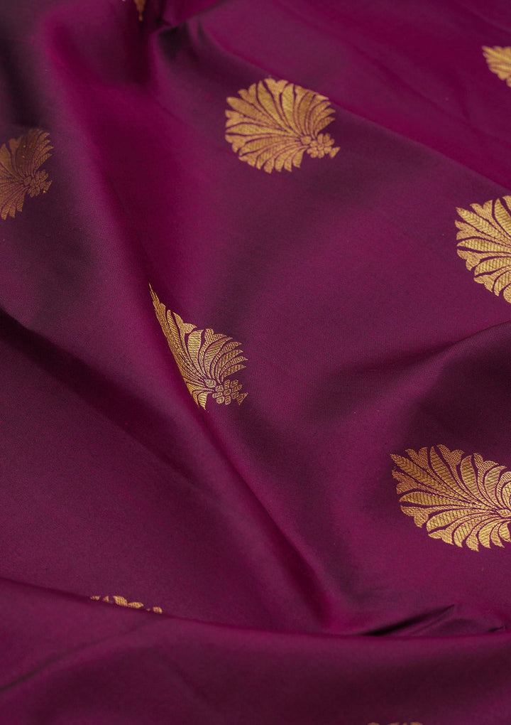 Wine Zariwork Pure Silk Saree-Koskii