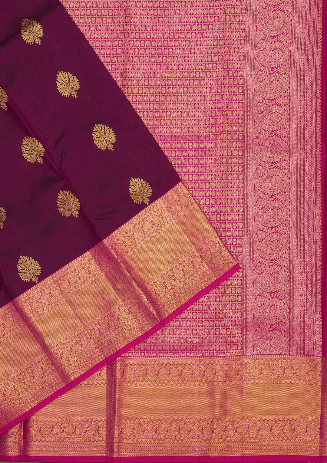 Wine Zariwork Pure Silk Saree-Koskii