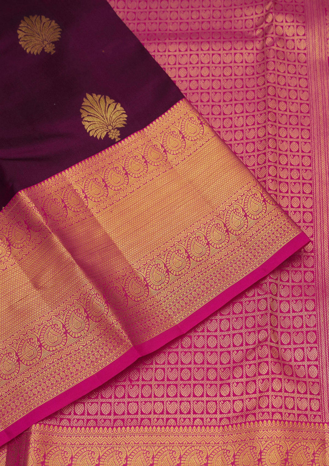 Wine Zariwork Pure Silk Saree-Koskii