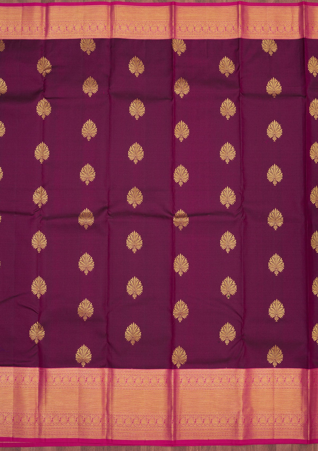 Wine Zariwork Pure Silk Saree-Koskii