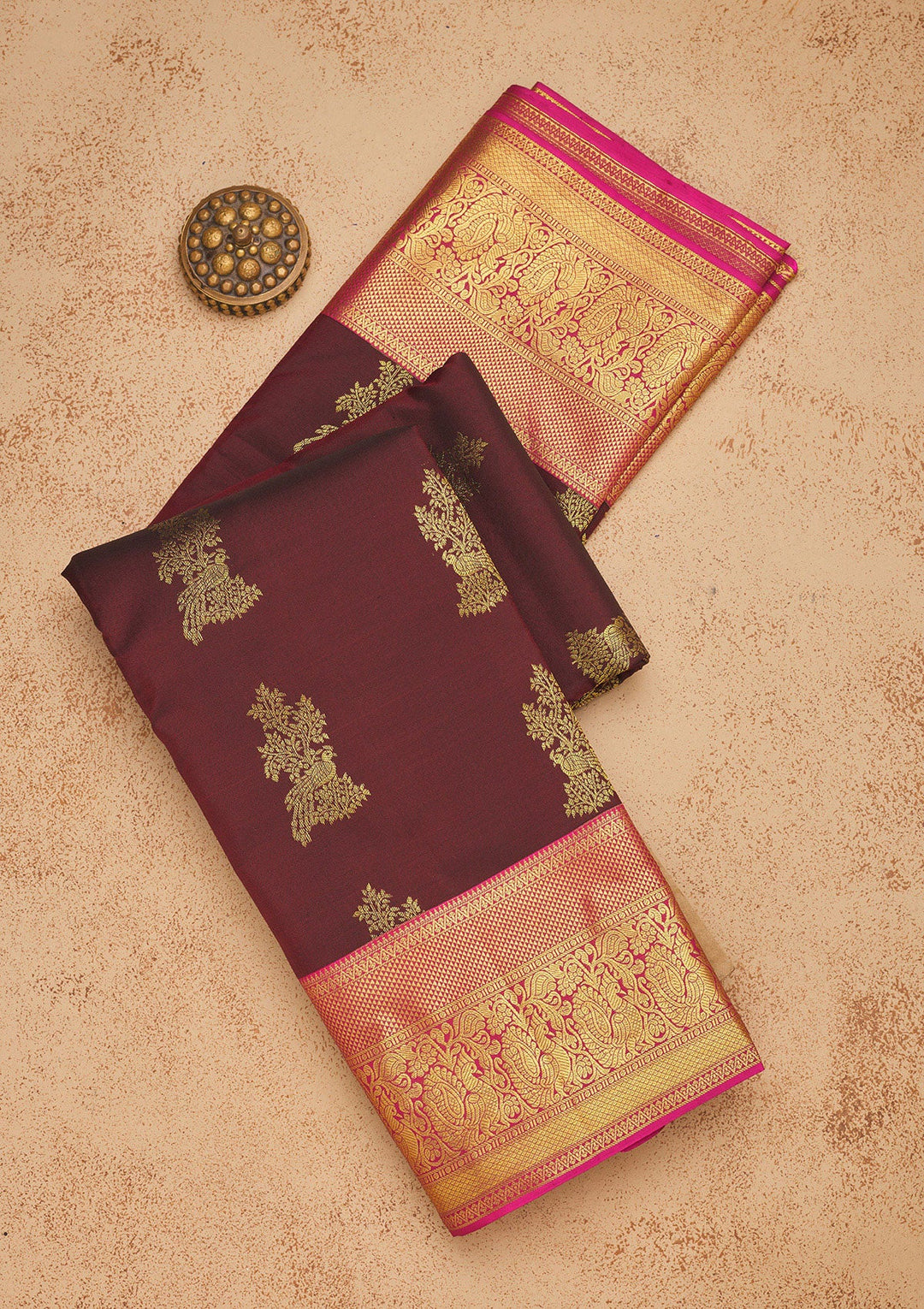 Wine Zariwork Pure Silk Saree-Koskii