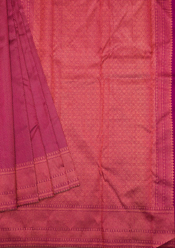 Wine Zariwork Pure Silk Saree-Koskii