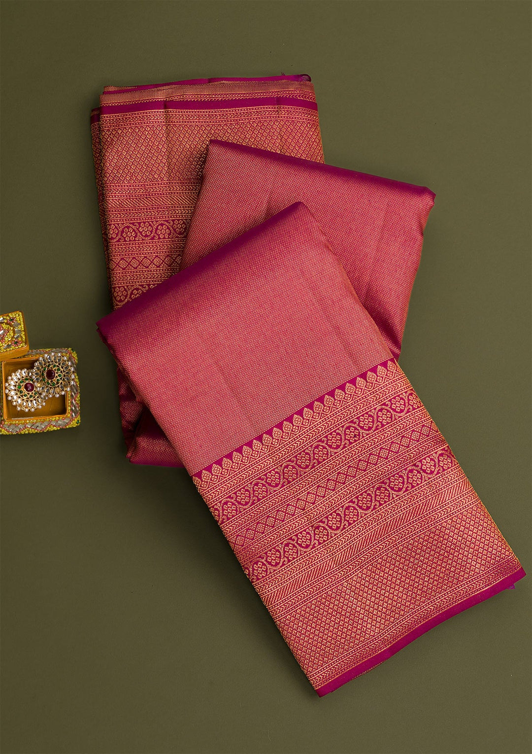 Wine Gold Zariwork Pure Silk Saree - Koskii