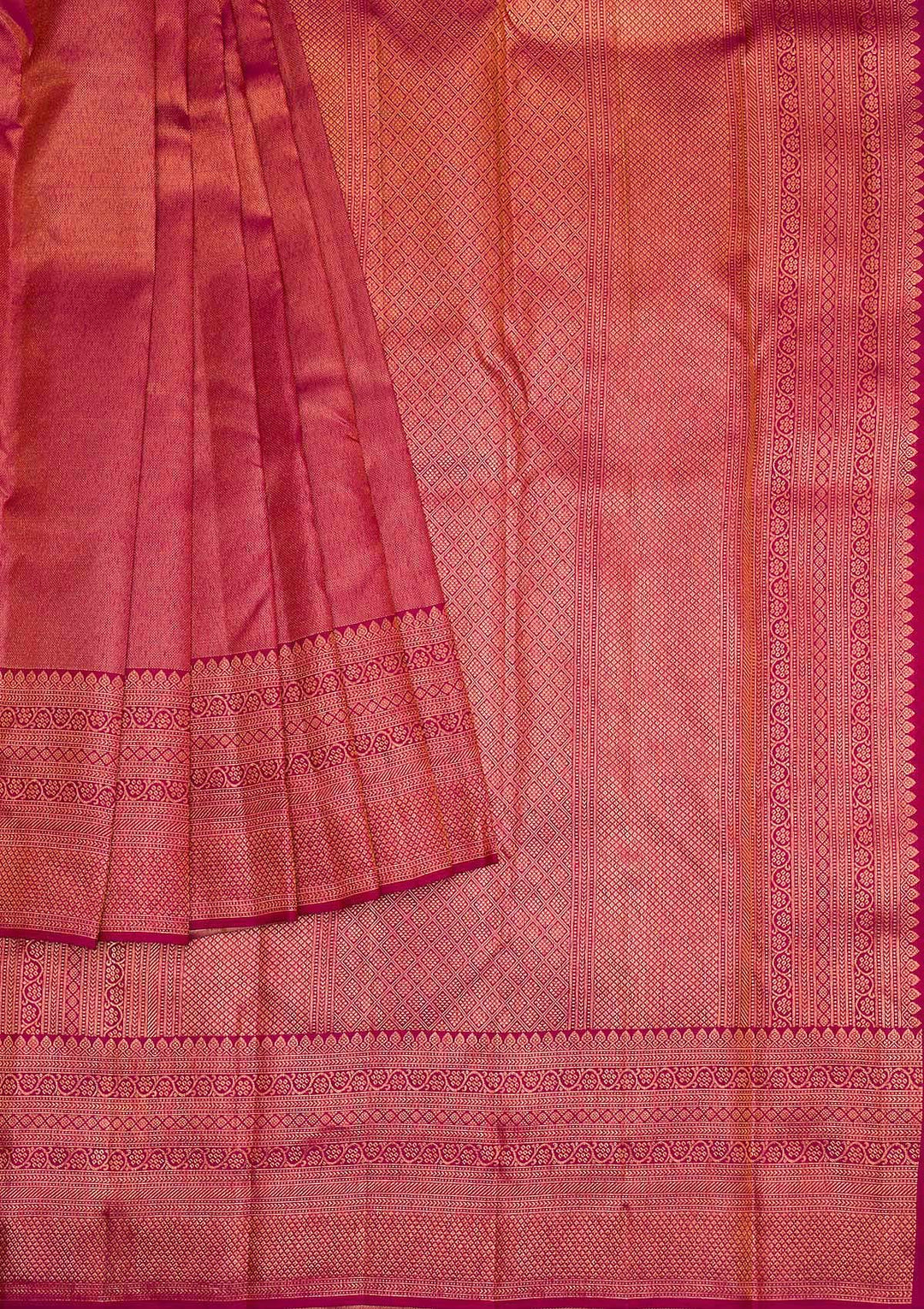 Wine Gold Zariwork Pure Silk Saree - Koskii