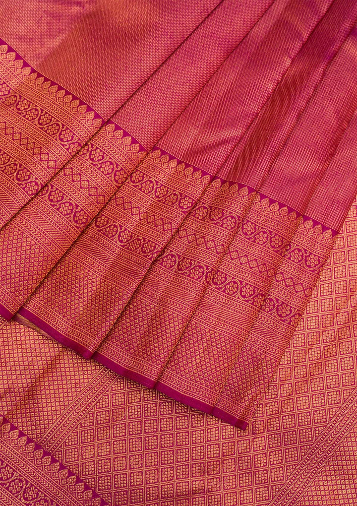 Wine Gold Zariwork Pure Silk Saree - Koskii